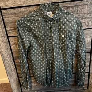 Cinch Men's Dark Green Geometric Shirt
